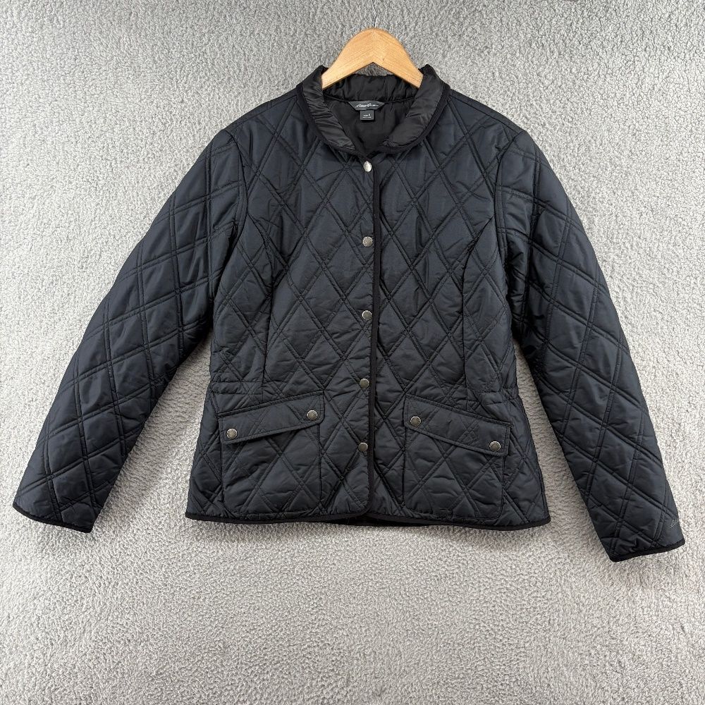 Eddie Bauer Jacket Womens Large Storm Quilted Snap Button collared Flap Pockets
